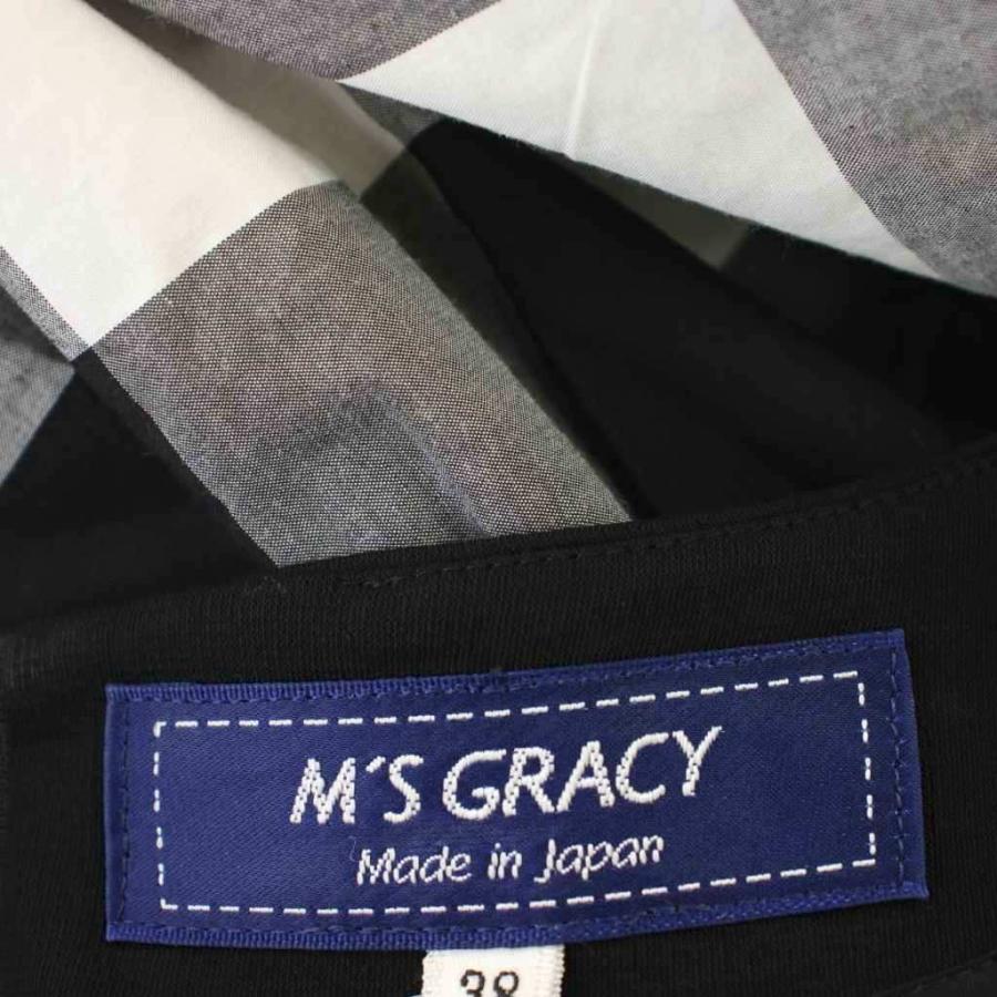 エムズグレイシー M'S GRACY 17年製 ワンピース チェック 半袖 花刺繍
