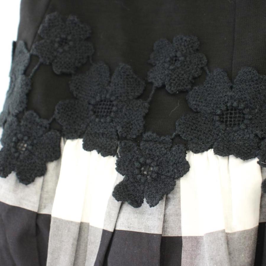 M'S GRACY 花柄チェックワンピース 38 エムズグレイシー M'S GRACY 17年製 ワンピース チェック 半袖 花刺繍