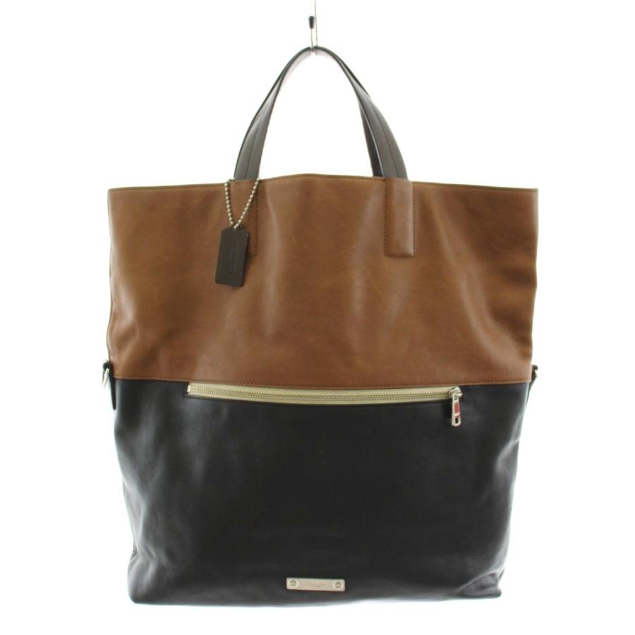 COACH（コーチ） トートバッグ ハンドバッグ バイカラー レザー 茶 