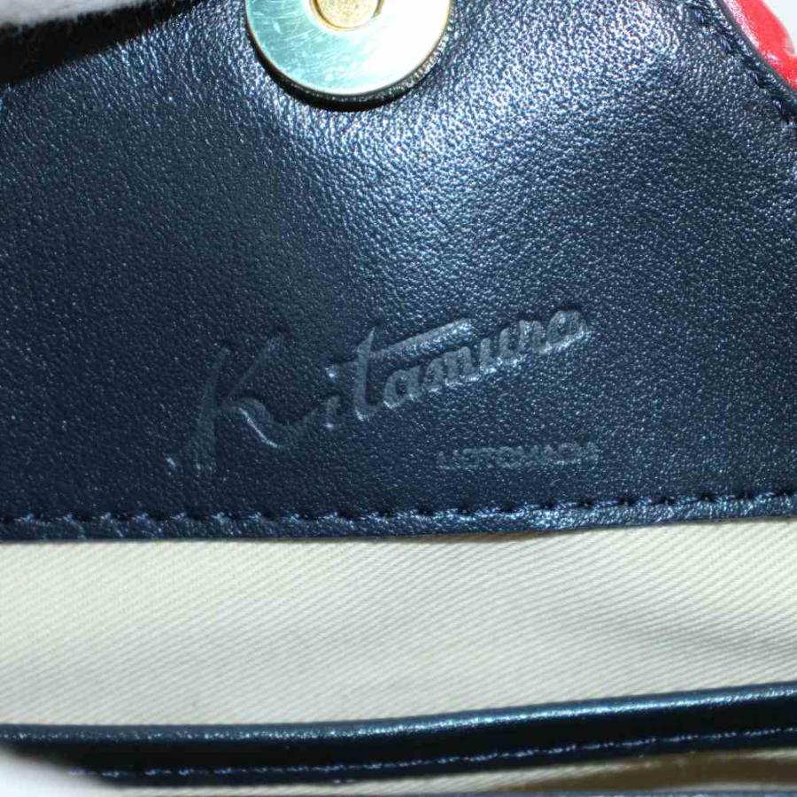 【美品✨】KITAMURA キタムラ 斜めがけショルダーバッグ レザー ネイビー Kitamura（キタムラ） ショルダーバッグ ロゴ レザー 紺 ネイビー 赤