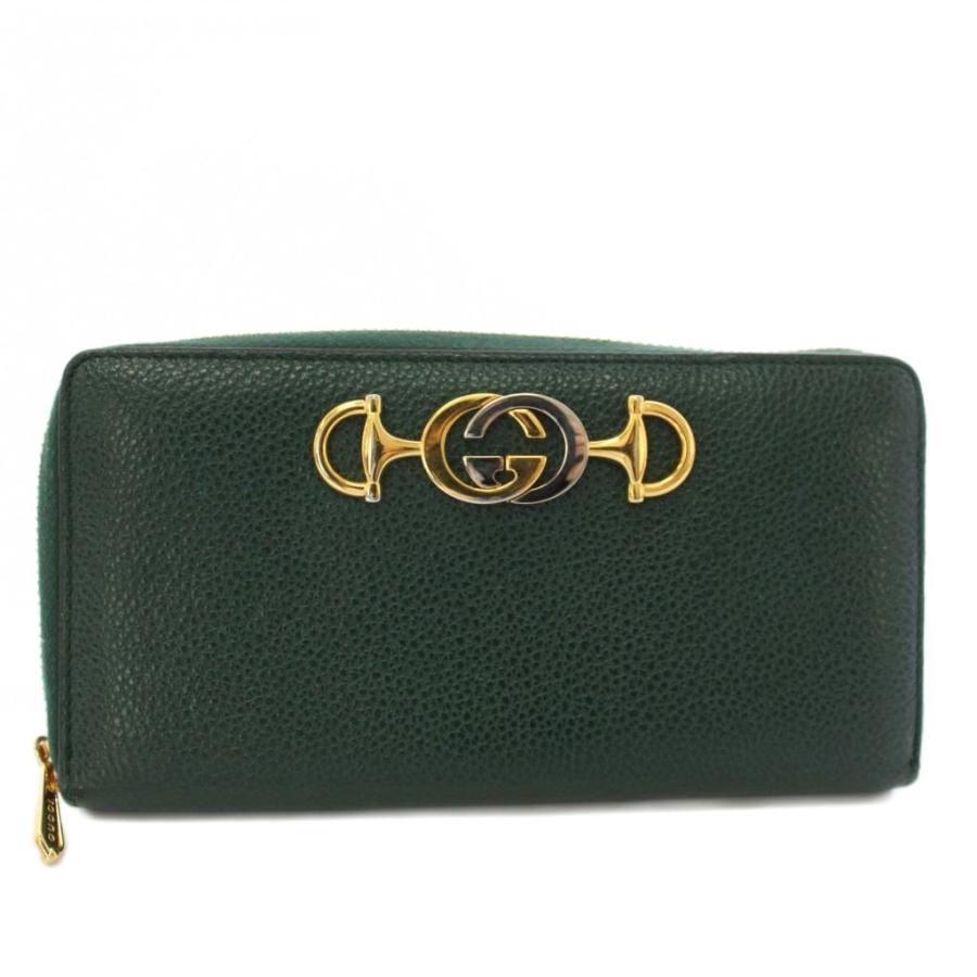 GUCCI（グッチ） ズゥミ Zumi 長財布 ラウンドファスナー レザー 緑 