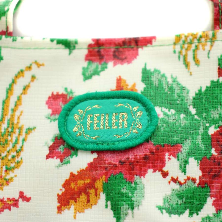 フェイラー FEILER ハンドバッグ 花柄 白 ホワイト 赤 レッド /AN