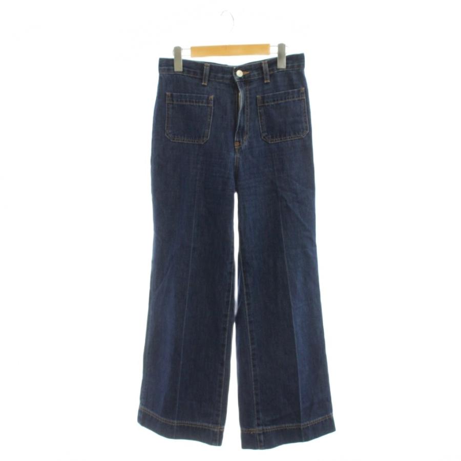 ミラオーウェン Mila Owen 25AW パッチポケットデザインシガレットデニムパンツ ジーンズ 1 紺 ワイドシルエット /JP レディース