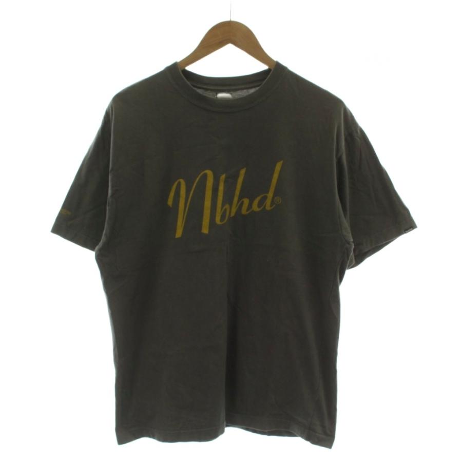 ネイバーフッド NEIGHBORHOOD Tシャツ 花袖 ロゴ クルーネック グレーカーキ GG メンズ