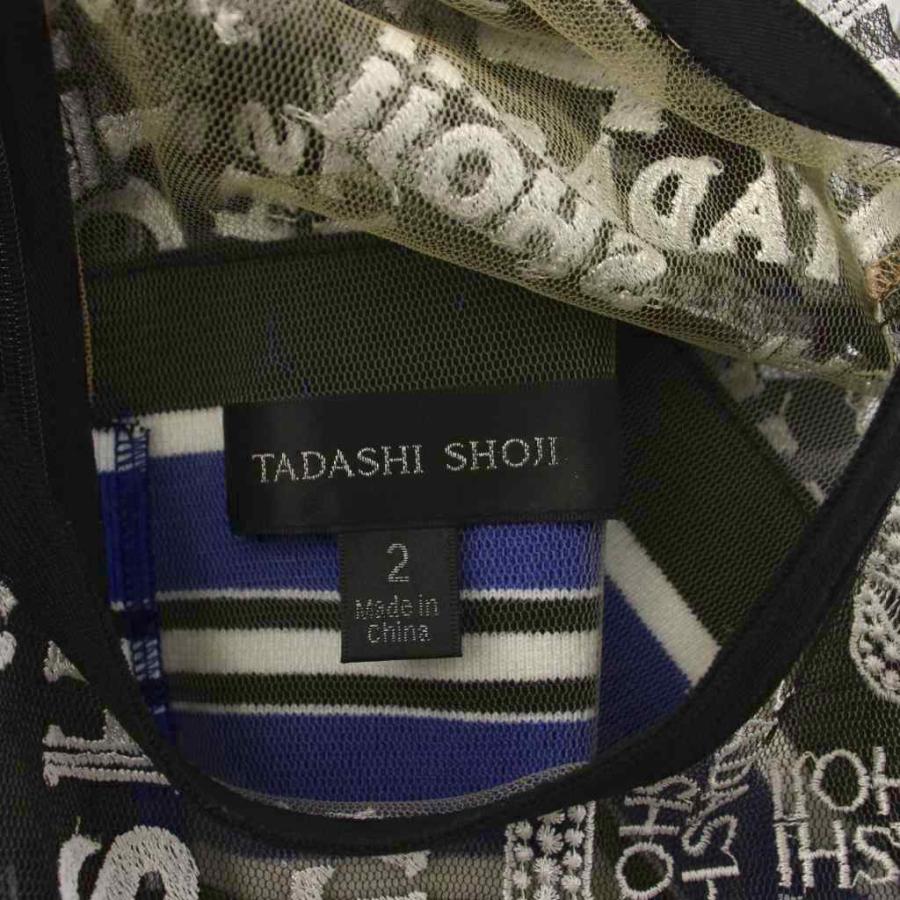 タダシショージ TADASHI SHOJI ワンピース ひざ丈 ノースリーブ ロゴ