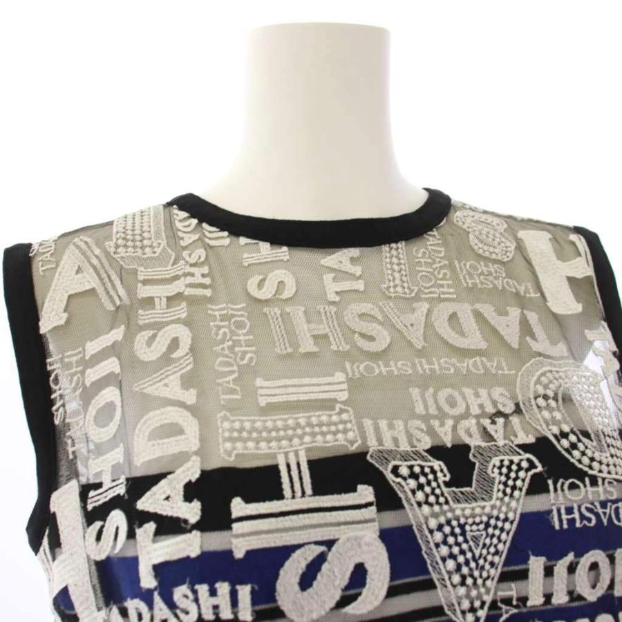 ダダシ　ショージ　モノトーン 刺繍 ノースリーブ ひざ丈ワンピース タダシショージ TADASHI SHOJI ワンピース ひざ丈 ノースリーブ ロゴ