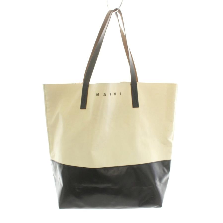 MARNI PVCトートバッグ MARNI（マルニ） MARNI PVC ショッピングバッグ トートバッグ 白 黒