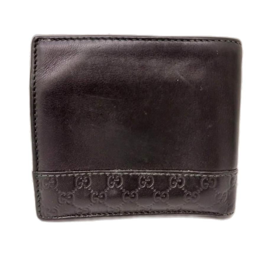 GUCCI（グッチ） マイクログッチシマ 二つ折り財布 レザー 黒 ブラック