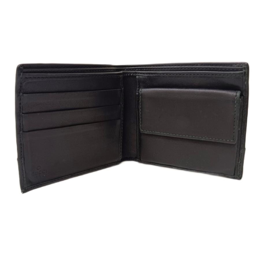 GUCCI（グッチ） マイクログッチシマ 二つ折り財布 レザー 黒 ブラック