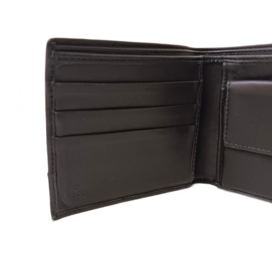 GUCCI（グッチ） マイクログッチシマ 二つ折り財布 レザー 黒 ブラック