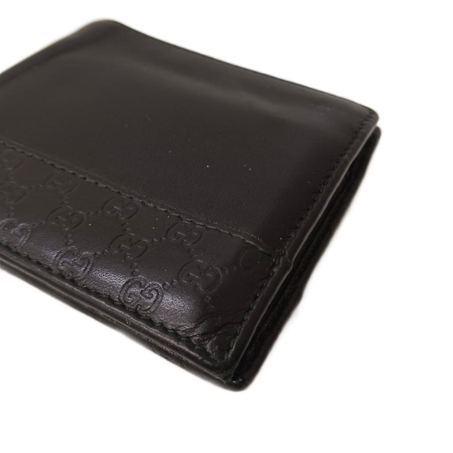 GUCCI（グッチ） マイクログッチシマ 二つ折り財布 レザー 黒 ブラック