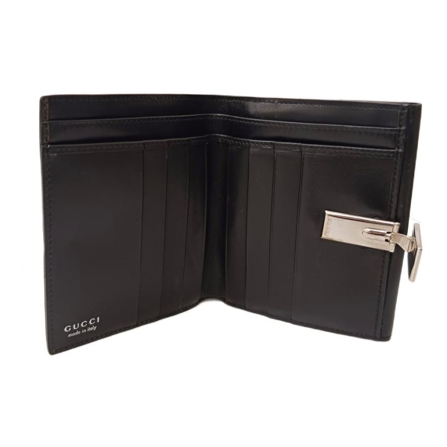 GUCCI（グッチ） GUCCI Gクリップ レザー 二つ折り財布 黒 ブラック