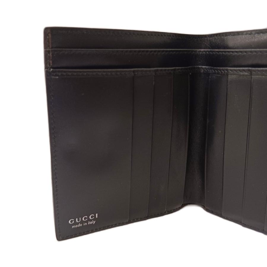 GUCCI（グッチ） GUCCI Gクリップ レザー 二つ折り財布 黒 ブラック