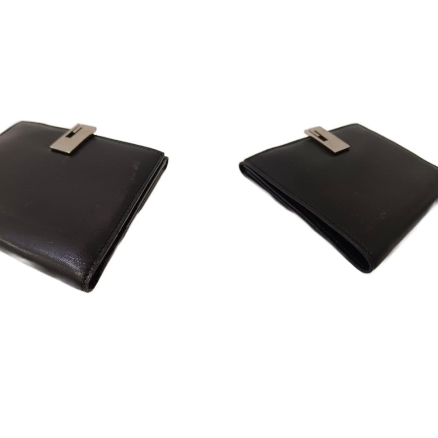 GUCCI（グッチ） GUCCI Gクリップ レザー 二つ折り財布 黒 ブラック