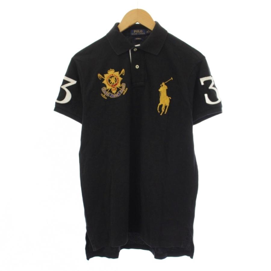 ポロラルフローレン ポロシャツ ビッグポニー エンブレム 刺繍 ブラック M ポロ ラルフローレン POLO RALPH LAUREN ポロシャツ 半袖 ビッグポニー