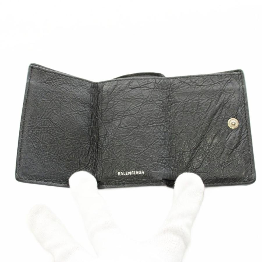 バレンシアガ ペーパーミニウォレット グラフィティ 三つ折り財布 レザー 黒 BALENCIAGA（バレンシアガ） グラフィティ ペーパーミニウォレット 三