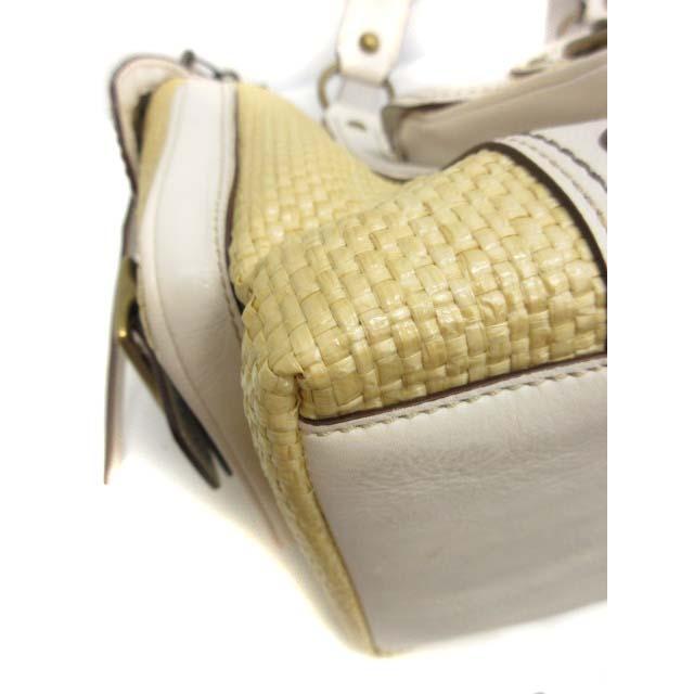 コーチ COACH かごバッグ ハンド トート レザー 白 ベージュ M05K /TU