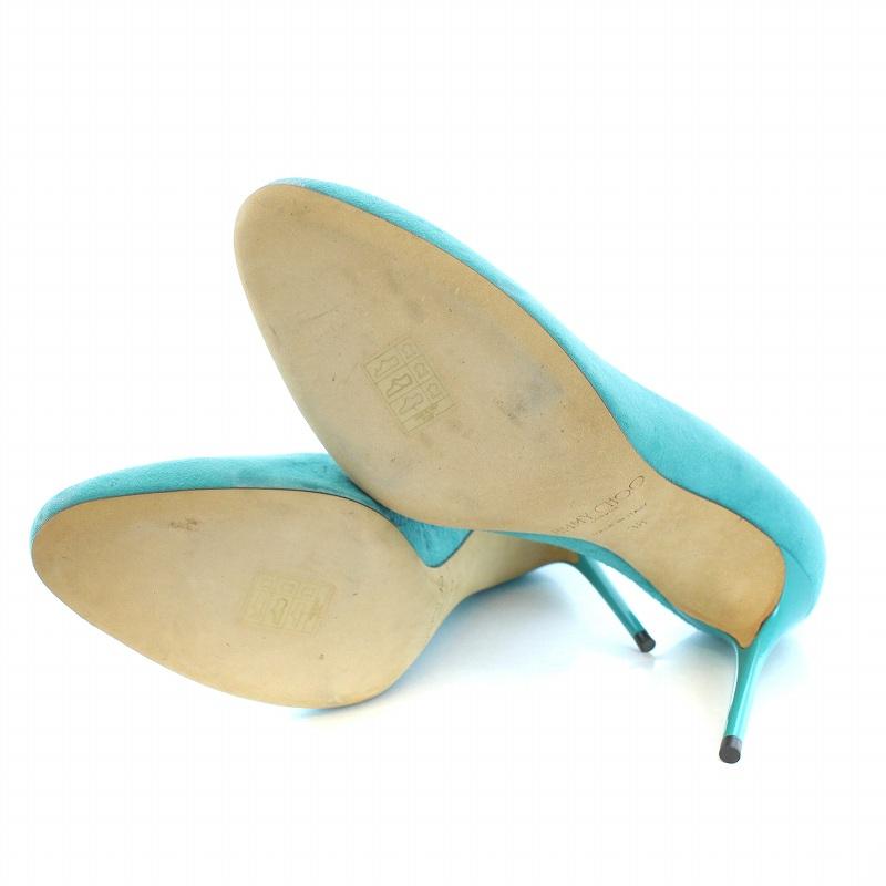 ジミーチュウ JIMMY CHOO パンプス スエード ラウンドトゥ 38 25cm 青