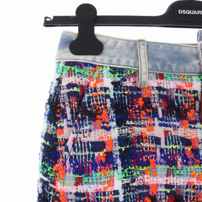 未使用品 ディースクエアード DSQUARED2 ツイード デニム 切替 タイト 