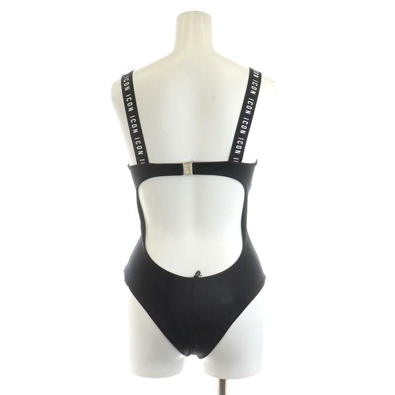 未使用品 ディースクエアード DSQUARED2 ONE PIECE 水着 ロゴ 40 L 黒 