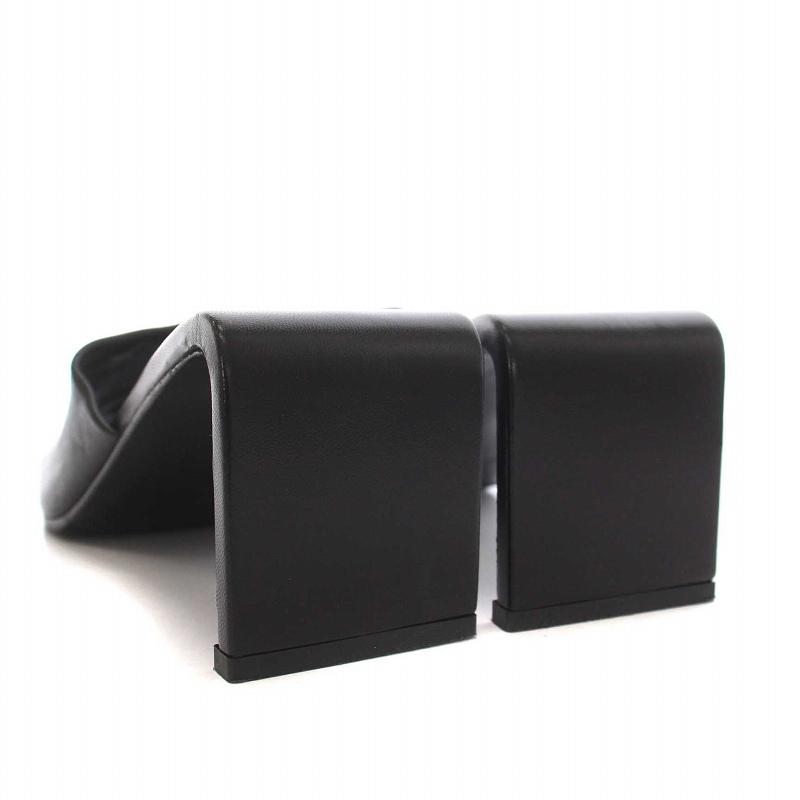 未使用☆JILSANDER 黒 スクエアヒール ミュール JIL SANDER Jil Sander ジルサンダー Square Toe Leather Mules