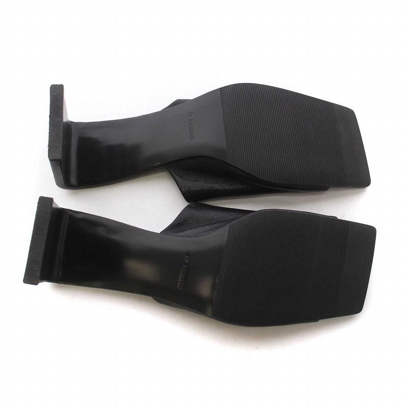 【美品】JIL SANDER スクエアトゥミュール　ブラック JIL SANDER Jil Sander ジルサンダー Square Toe Leather Mules