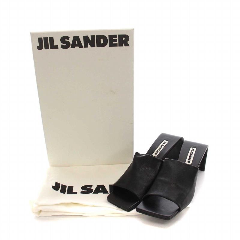 【美品】JIL SANDER スクエアトゥミュール　ブラック JIL SANDER Jil Sander ジルサンダー Square Toe Leather Mules