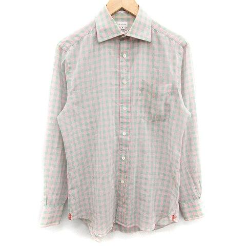 中古 ポールスミス Paul Smith シャツ カジュアル ホリゾンタルカラー 長袖 ギンガムチェック M ピンク 緑 グリーン Yt メンズ ベクトル 古着 081 ブランド古着販売のベクトル 通販 Yahoo ショッピング