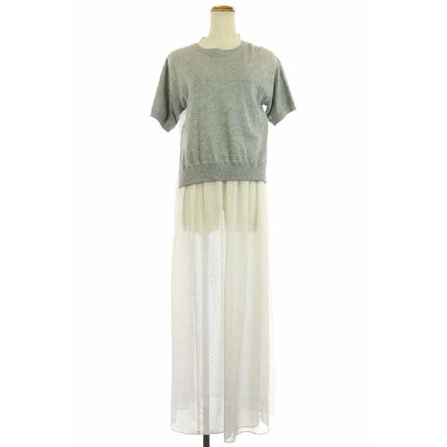 人気定番の ドッキング 半袖 ニット ワンピース 15ss Luck Sacai 中古 サカイラック 15ss Luck Sacai 中古 サカイラック Luck Sacai 台形 古着 ベクトル レディース Isb81 白 グレー 1 レース 切替 ロング ワンピース チュニック