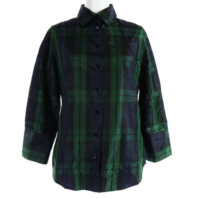 中古 アールエルラルフローレン シャツ ブラウス コットン チェック 七分袖 7 S 紺 ネイビー 緑 グリーン Yi19 Ibs81 レディース ベクトル 古着 081 ブランド古着販売のベクトル 通販 Yahoo ショッピング