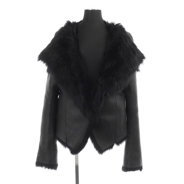 中古 バレンシアガ Balenciaga Leather ファームートンジャケット ムートンコート 羊革 ラム 好評受付中 ショート丈 H ベクトル 古着 My レディース 黒 40 Os