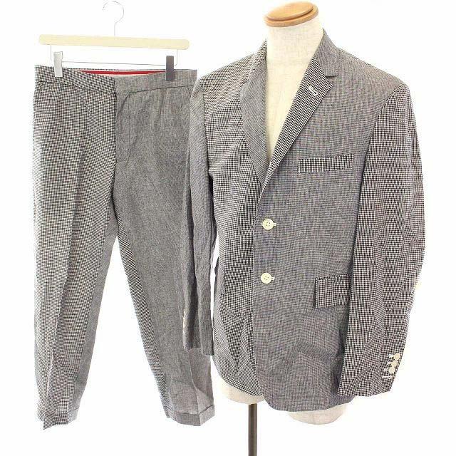 中古 トムブラウン シングルスーツ セットアップ ギンガムチェック Thom 上下 ホワイト リネン コットン テーラードジャケット ギンガムチェック パンツ 1 白 S 古着 黒 ベクトル ブランド古着販売のベクトル 081 メンズ 最安値買取