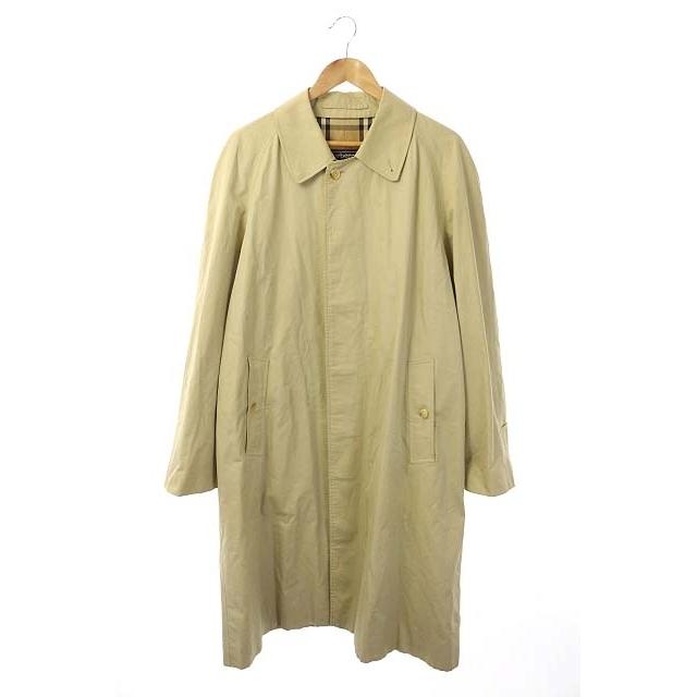 中古 バーバリーズ Burberrys プローサム ステンカラーコート スプリングコート ロング 比翼ボタン ノバチェック柄裏地 L ベージュ メンズ 国際ブランド