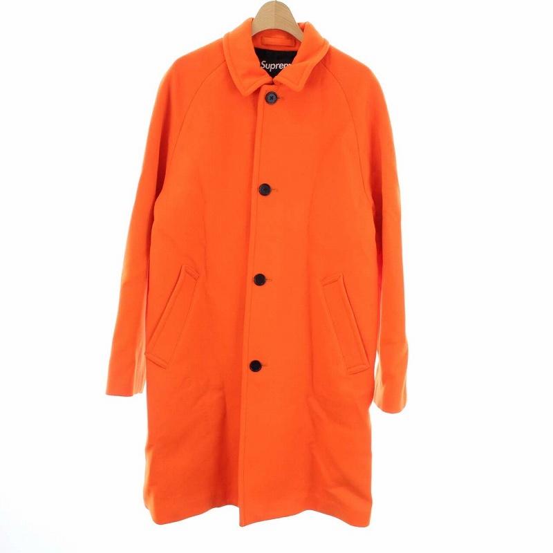 中古 シュプリーム ロロピアーナ 18aw Wool Trench Coat ウール トレンチコート アウター ハーフ丈 裏地フェイクファー S オレンジ メンズ 高い品質