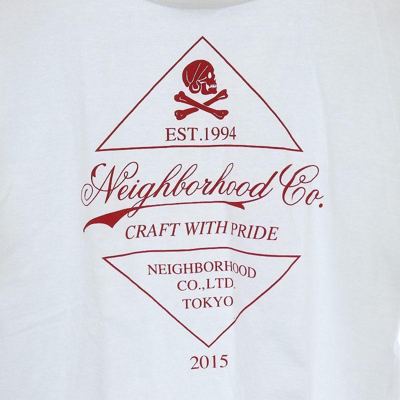 今季ブランド 中古 ネイバーフッド Neighborhood Tシャツ クルーネック プルオーバー 半袖 ロゴ スカル コットン M 白 ホワイト 赤 レッド ベクトル 古着 Organizacaosilveira Com Br