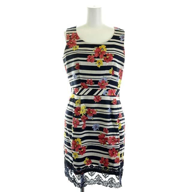 ビーラディエンス Be Radiance ワンピース ノースリーブ ひざ丈 ボーダー 花柄 F 紺 ネイビー 白 ホワイト An22 レディース 081 ブランド古着販売のベクトル 通販 Yahoo ショッピング