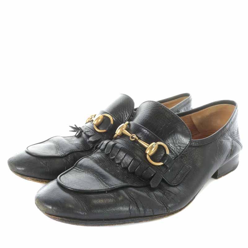 割引購入 送料無料 GUCCI グッチ ロゴ入りストラップローファー 24.5cm