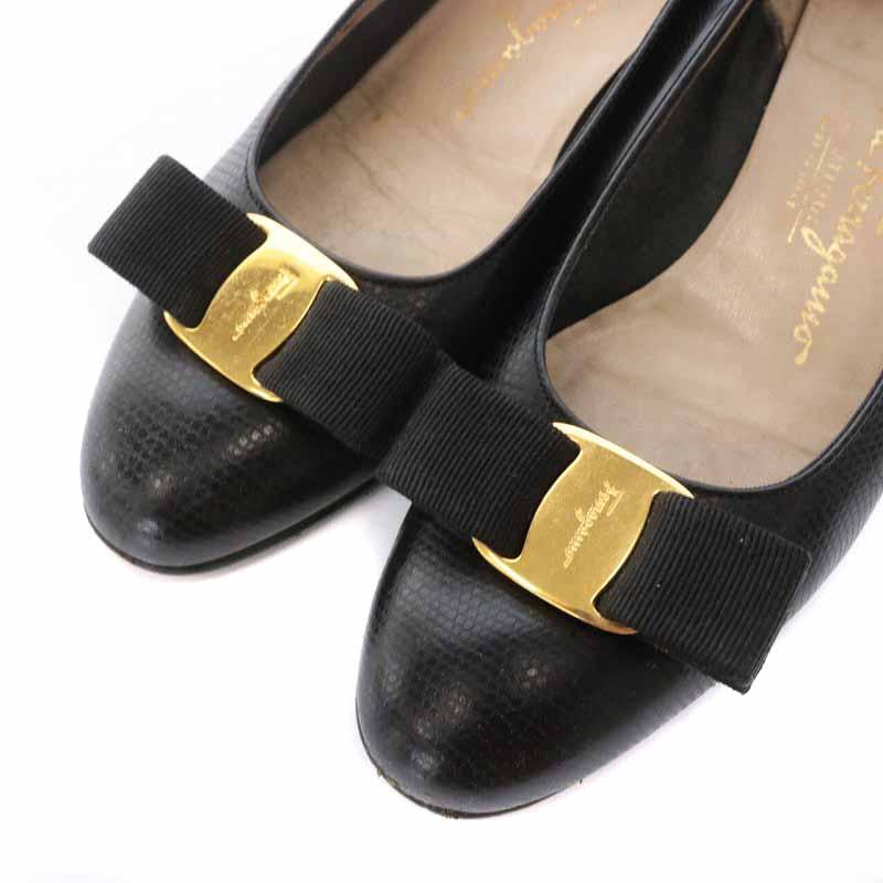 63%OFF!】 フェラガモ パンプス レオパード ストーン ヴァラ リボン