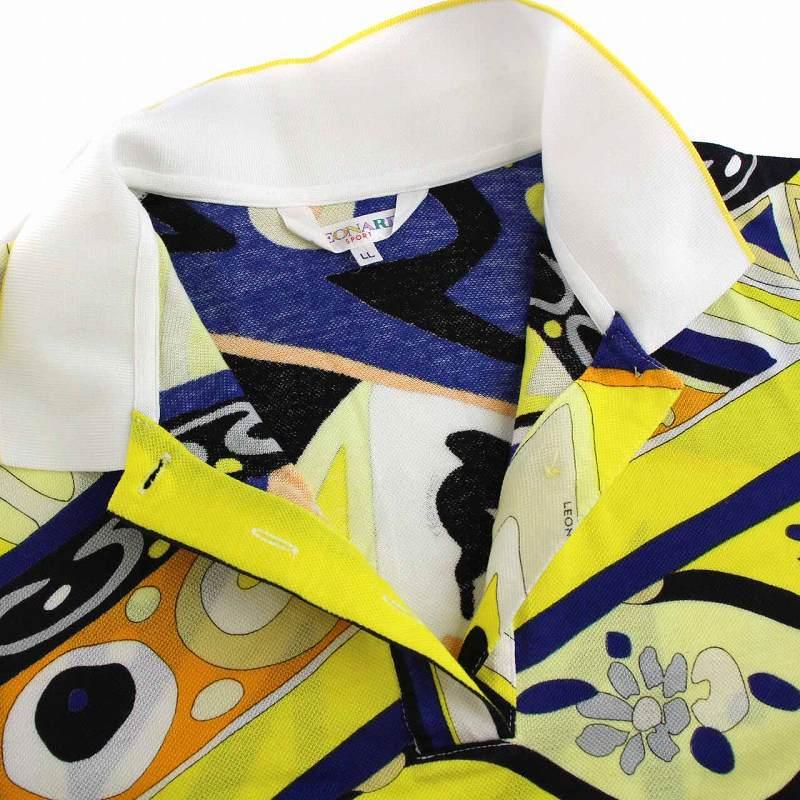 独自素材の-レオナールスポーツ LEONARD SPORT ポロシャツ 長袖 総柄