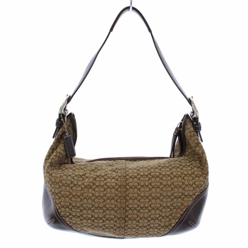 コーチ COACH ミニ シグネチャー ワンショルダーバッグ キャンバス レザー 茶 ブラウン 6385 /BM ■EC レディース  :081-902302060333:ブランド古着販売のベクトル - 通販 - Yahoo!ショッピング