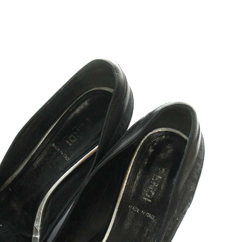 フェンディ FENDI ズッカ柄 パンプス ポインテッドトゥ ヒール リボン