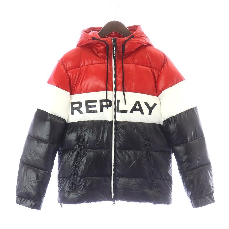 リプレイ REPLAY 中綿ジャケット ジップアップ フード トリコロール ロゴプリント S 赤 レッド 白 ホワイト 黒 ブラック  :081-902303280111:ブランド古着販売のベクトル - 通販 - Yahoo!ショッピング