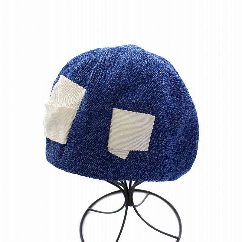 アース arth 帽子 ベレー帽 リボン 57.5cm 青 ブルー /YM レディース