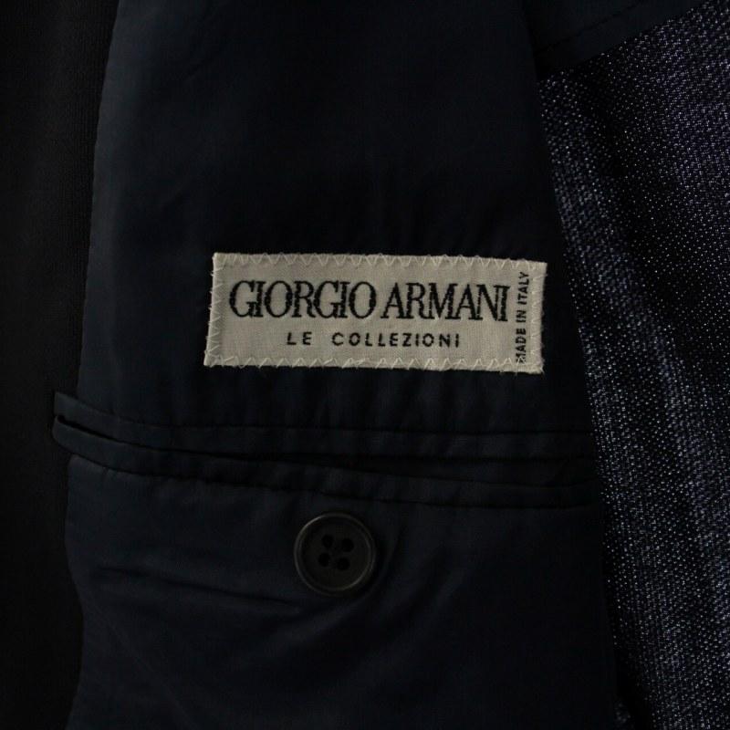 ジョルジオアルマーニ スーツ セットアップ 上下 テーラードジャケット 背抜き シングル 3B パンツ L 紺 メンズ｜vectorpremium｜07