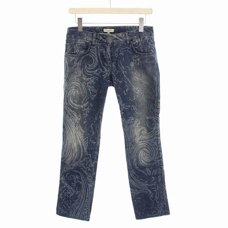 エトロ ETRO デニムパンツ ペイズリー柄 ジーンズ ストレート 28 L 青 