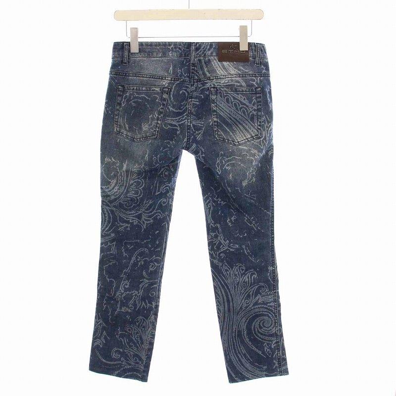 エトロ ETRO デニムパンツ ペイズリー柄 ジーンズ ストレート 28 L 青 
