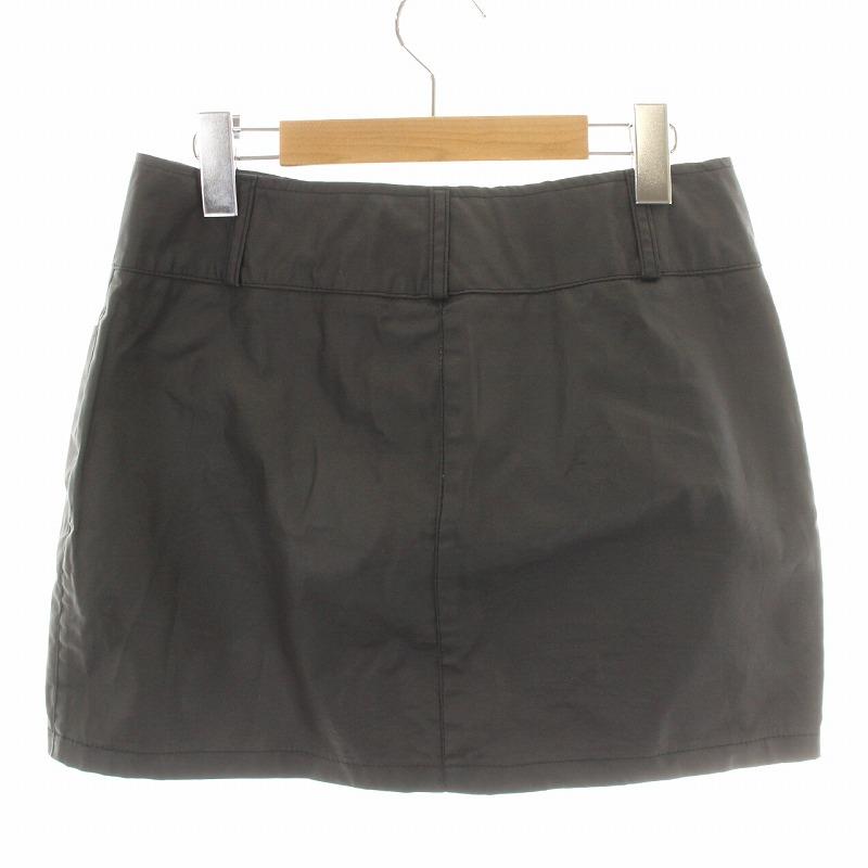 フェンディ FENDI 台形スカート ミニ フェイクレザー ジップフライ 42  