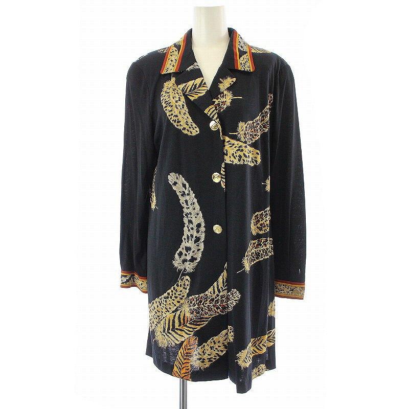 レオナール FASHION シャツ ロング 長袖 オープンカラー 薄手 肩パッド 