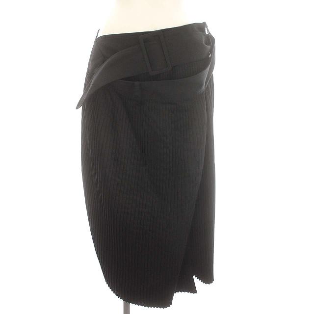 ロク rokh 2021 プリーツスカート 変形 スカート ベルト ひざ丈 38 M  
