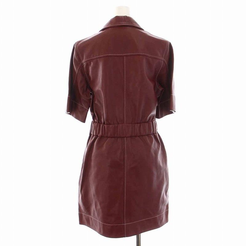 未使用品 ガニー GANNI レザーシャツドレス ワンピース 半袖 34 XS 